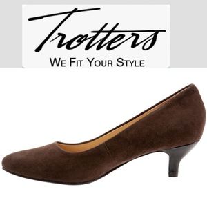 Trotters Kiera Leather Suede kitten Heel Pump Brown Size: 10.5